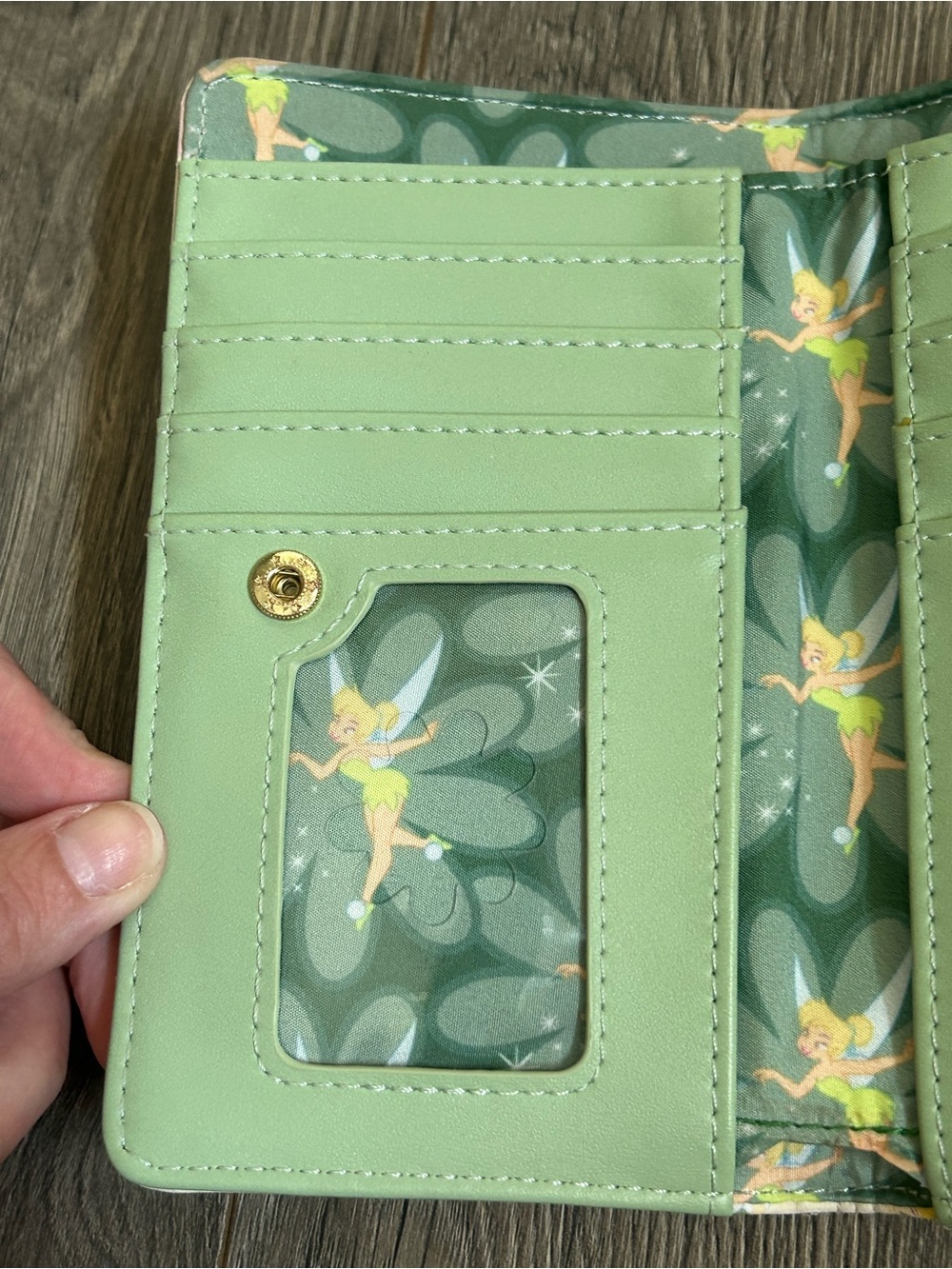 Loungefly Disney Tinker Bell Floral Zip Wallet in Cream, Pink, Green, Yellow - Picture 7 of 9